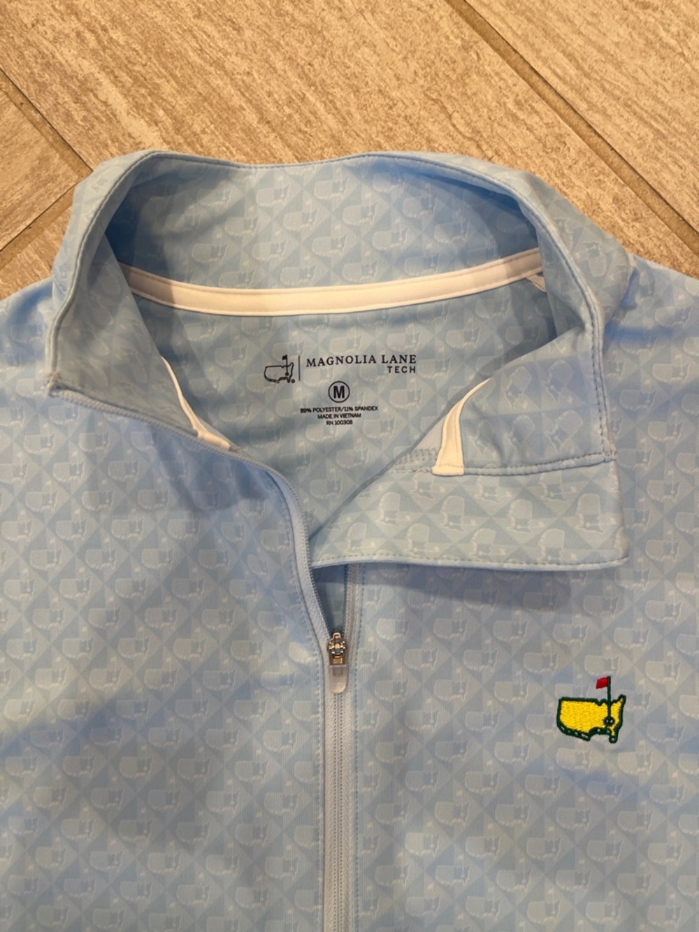 Masters Light Blue Long Sleeve Quarter-Zip Pullover with Masters Logo - Picture 3 of 3